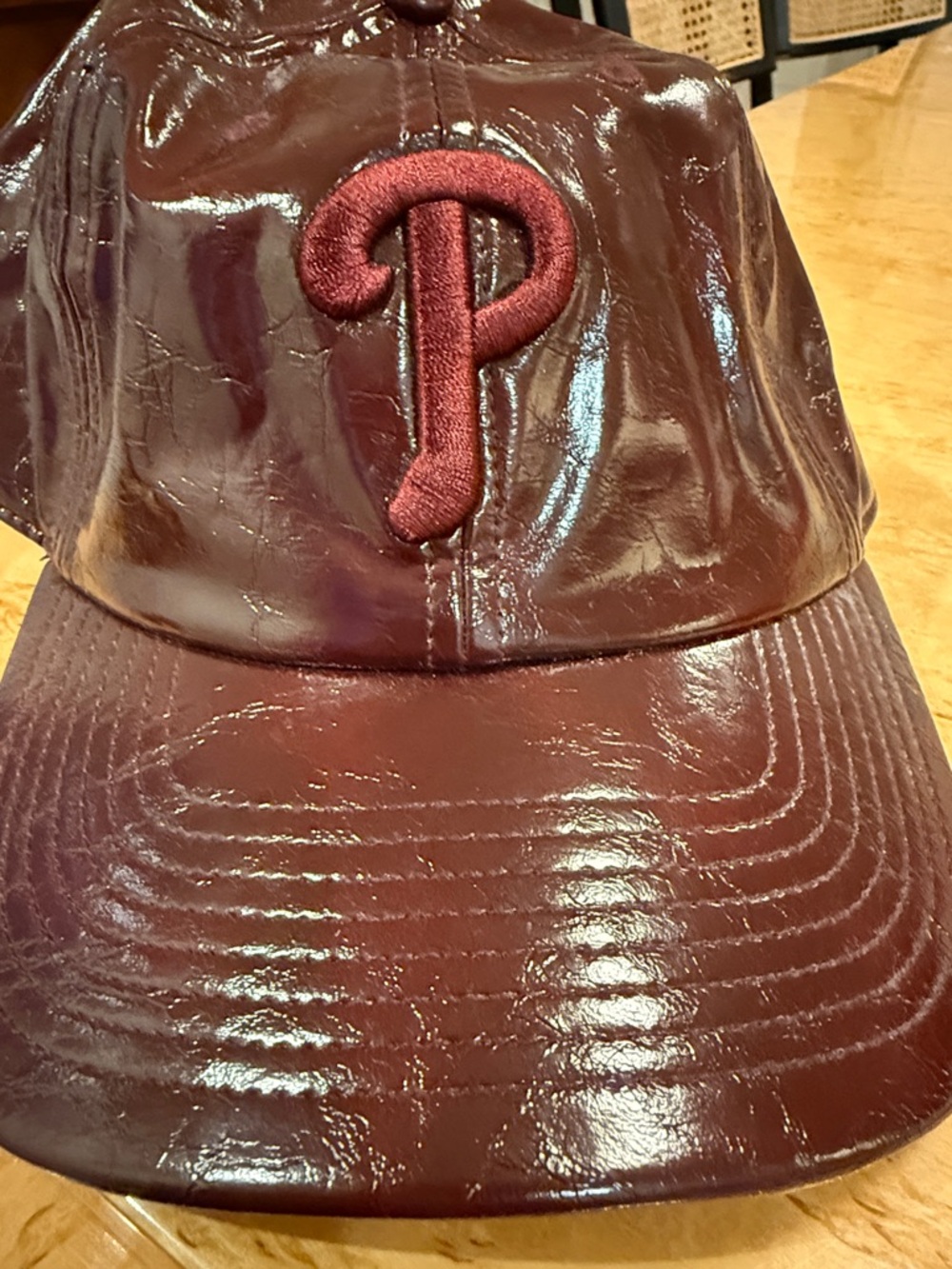 Glossy Burgundy 'Phillies Baseball Cap- from Anthropologie
